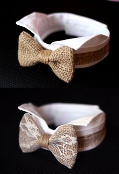 two pictures of the same bow tie, one in white and one in gold on black