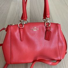 Coach F36704 Mini Christie Carryall Crossbody Shoulder Bag In Crossgrain Leather New With Tags Description: Crossgrain Leather Inside Zip, Cell Phone And Multifunction Pockets Zip-Top Closure, Fabric Lining 10 1/2 (L) X 7 (H) X 4 (W) Handles With 5 3/4 Drop, Strap With 23 1/2 Drop For Shoulder Or Crossbody Wear Sophisticated And Elegant In Genuine Cross-Grain Leather, This Modern, Flared Shape Versatile Bag Is Suitable For Any Occasion. Coach Style #36704 100% Genuine Coach Handbag Price Is Firm Classic Orange Crossbody Shoulder Bag, Coach Orange Leather Bag, Orange Leather Coach Bag, Orange Textured Leather Bag, Coach Orange Crossbody Shoulder Bag, Coach Orange Bag With Detachable Strap, Coach Orange Satchel Bag, Classic Orange Crossbody Bag, Orange Textured Leather Shoulder Bag For Everyday