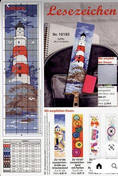 cross stitch pattern book with lighthouse on it