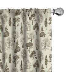 a curtain with trees printed on it