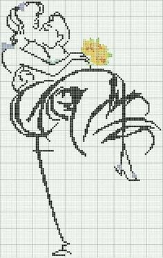 a cross stitch pattern with an image of a woman holding a flower