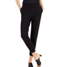 Alfani Seamed Straight Pants New With Tag Size 12. Black Business Casual Pantsuit With Pockets, Stretch Pants With Pockets For Night Out, Casual Fitted Pantsuit With Pockets, Casual Stretch Spring Pantsuit, Casual High-waisted Pantsuit For Night Out, Stretch Tapered Leg Bottoms For Night Out, Casual Stretch Pantsuit With Straight Pants, Casual Stretch Bottoms For Office, Casual Stretch Pantsuit With Trousers