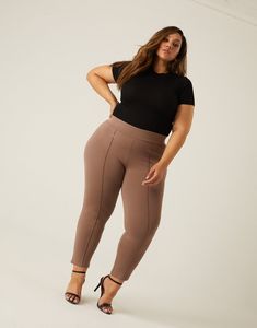 Curve Front Seam Stretch Pants Thick Leggings, Classic Style Outfits, Plus Size Summer Outfit, Plus Size Leggings, Fashion Mistakes, Style Mistakes, Stretch Pants, High Waist Jeans, Wardrobe Staples