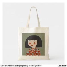 Girl illustration cute graphic tote bag Bag Design Illustration, Tote Bags Painting, Art Stall, Cute Totes, Chemistry Art, Recipe Book Design, Totes Ideas, Graphic Tote Bag, Canvas Bag Design