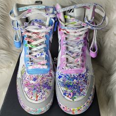 Custom Painted/Design. Size 10.5 M And 12 W. Great Condition Nike Air Force 1 High-top With Speckled Midsole, Multicolor High-top Nike Air Force 1 For Sports, Nike Air Force 1 With Speckled Midsole, Multicolor High-top Nike Air Force 1, Nike Air Force 1 Multicolor High-top For Sports, Airforce 1 High, Air Shoes, Nike Air Shoes, Mens Nike Air