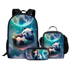 Item Width : 13cm Item Weight : 650g Item Length : 30cm Item Height : 44cm Model Number : 3 Set Material Composition : Polyester Gender : unisex Type : backpack Closure Type : zipper Pattern Type : Animal Prints Main Material : Oxford Item Type : school bags 【Material】The Backpack Set Is Made Of High-Quality Materials Made Of Wear-Resistant And Anti-Wrinkle Oxford Cloth, Which Is Easy To Clean. 【Design】 The Design Of The Product Appearance Is Fashionable And Cool, The Pattern Is Vivid, And The H Back To School Student Backpack Pencil Case, Back To School Backpack Pencil Case For Travel, Back-to-school Backpack Pencil Case For Travel, Back To School Gift Backpack, Sleeping Panda, Backpack Set, Women's Backpacks, Moon Print, Student Backpacks