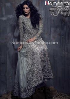 Buy Pakistani Designer Walima Bridal Dresses Online in embellished in 3D floral embroidery done on frock pairing with intricate net embellished dupatta Glamorous Festive Dresses With Dabka Work, Glamorous Wedding Dresses With Resham Embroidery, Anarkali Dress With Hand-embellished Organza, Glamorous Organza Dresses For Eid, Glamorous Dresses With Resham Embroidery, Anarkali Net Dress With Dabka Work, Anarkali Dress In Hand-embellished Organza, Glamorous Georgette Dresses With Intricate Embroidery, Glamorous Eid Dress With Dupatta