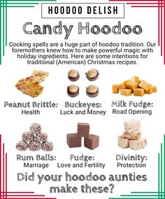 a poster with different types of candy on it