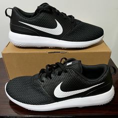 Nike Roshe G Spikeless Golf Shoes Cd6065-001 Black/White Mens Size 13 No Box Nike Low-top Golf Shoes For Sports, Nike Black Slip-resistant Running Shoes, Breathable Golf Sneakers, Nike Slip-resistant Sneakers For Light Sports, Black Golf Shoes With Boost Midsole, Nike Sporty Golf Shoes With Boost Midsole, Casual Golf Sneakers With Boost Midsole, Black Lace-up Golf Shoes With Branded Insole, Nike Sporty Low-top Golf Shoes