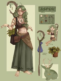 a woman with green hair and tattoos standing next to an anthrophy plant