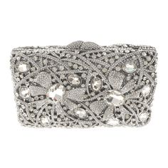 Silver Tone Metal Crystal Rhinestone Clutch Evening Bag / Approximate Size: 7.25" L x 4.5" W x 2.5" D / 20" Long Chain Included / Color: Silver & Clear Condition: Brand New SKU:  HB6268-SCL Color: Clear Design: All orders will ship from USA via UPS or USPS. We expect all local orders will receive the items within 7 business days or less depend the location. Worry free international shipment delay or custom duty fee. Rhinestone Clutch, Navy Style, Overnight Bags, Navy Fashion, Makeup Bags, Long Chain, Crystal Rhinestone, Purse Wallet, Evening Bags