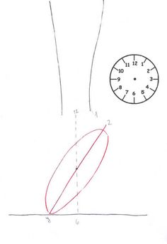 a drawing of a person standing in front of a clock with the time on it