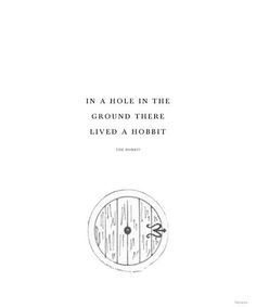 a book cover with an image of a door and the words, in a hole in the ground there lived a hobbit