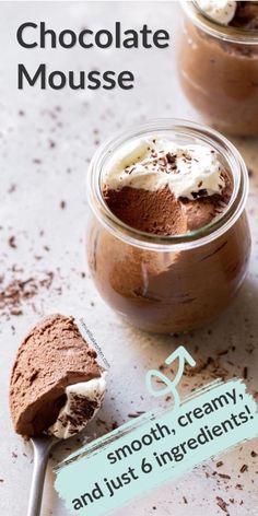 chocolate mousse and just 6 ingredients to make it look like they are in a jar