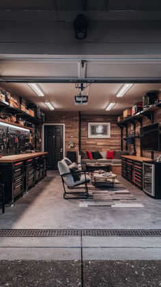 Do you want to transform your garage into the ultimate man cave? In these examples, you'll find loads of inspiration to help you build your perfect hideaway.

Man Cave Home DIY Home Ideas Modern Aesthetic Home Decor Nails Summer Dress Summer Outfits Moody Room Dream Home Landscape Remodels Pool Design Retro Glamour Mediterranean Homes Outdoor Living Space Cozy Home Office Home Theater Outdoor Patio Landscape Ideas Home DIY Plans Cars Pool Back Garage Ideas, Garage And Man Cave Combo, Chic Garage Ideas, Rustic Garage Ideas Interior, Garage House Ideas Living Spaces, Couch In Garage, Garage Cave Man Ideas, Garage Bar Decor Ideas, Garage Dining Room