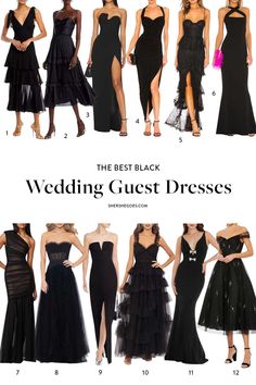 Wedding Attire Black Women, Women Black Tie Event Outfit, Black Wedding Guest Outfit, Black Tie Attire For Women, Black Wedding Guest Outfits, Black Dress Wedding Guest, Black Tie Event Outfit