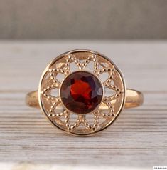 Rose gold Garnet Round Ring, Gift For Her, Floral Ring, Gemstone Ring, AditaGold Handmade Jewelry Red Ruby Ring In 14k Rose Gold, Ruby Ring In 14k Rose Gold With Round Shape, Rose Gold Ruby Ring With Halo, 14k Rose Gold Ruby Ring, Formal 14k Rose Gold Ruby Ring, 14k Rose Gold Ruby Ring, Fine Jewelry Style, 14k Rose Gold Ruby Ring Fine Jewelry, Handmade Gold Ring, Red Garnet Ring