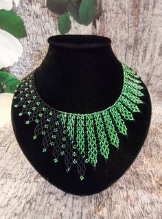 Beautiful bright necklace made of Czech beads Length 17.5 inches (45cm) Width 3 inches (7.5 cm) Rbg Dissent Collar, White Choker Necklace, Beaded Necklace Black, Green Choker, Bright Necklace, White Choker, Beaded Collar Necklace, Victorian Necklace, Beaded Necklace Designs