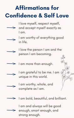 affirmations for confidence and self love