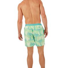 Embark on a sun-soaked adventure with these stylish men's green Corona board shorts, featuring a lively all-over print of swaying palm trees that effortlessly blend laid-back charm with vibrant design. The shorts are crafted from polyester microfiber twill with a mesh lining and are equipped with a convenient back pocket. The drawstring adjustable elastic waistband ensures a comfortable fit for sizes XS to 3XL, making them a versatile choice for your beach outings and casual occasions. Machine w Green Swim Trunks With Built-in Shorts For Summer, Tropical Style Swimwear With Tropical Print, Tropical Style Swimwear With Short Length And Tropical Print, Tropical Print Swimwear, Short Length, Green Swim Trunks For Summer Beach, Green Beachwear Swim Trunks For Beach Party, Tropical Swim Trunks For Spring Vacation, Tropical Swim Trunks For Vacation In Spring, Tropical Style Short Swim Trunks For Vacation