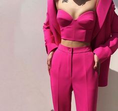 Wenkouban Women Suits Female Pant Suits Office Lady Formal Business Se Viva Magenta Outfit, Magenta Outfit Ideas, Magenta Outfits, Magenta Outfit, Barbiecore Outfit, Outfits Juveniles, Suits Office, Outfits Leggins, Blazer Rosa