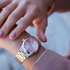 Effortlessly transition from day to evening with this elegant ladies' Citizen Eco-Drive® diamond accent two-toned watch. The pink dial features rose-toned hands, stick and diamond accent markers and a date display at 3 o'clock. 33.0mm stainless steel case with sapphire crystal and a rose ion-plated bezel. Japanese quartz movement keeps accurate time while the Eco-Drive® technology harnesses the power of any light source so it never needs a new battery. The brushed and polished two-toned stainless steel link bracelet secures with a fold-over clasp. Water resistant to 100 meters. We are an authorized Citizen dealer. Pink Diamond Watch With Diamond Hour Markers, Elegant Pink Diamond Watch For Gift, Elegant Pink Diamond Watch As Gift, Pink Watches With Diamond Hour Markers, Elegant Pink Watch With Date Indicator, Elegant Pink Watches With Date Indicator, Modern Pink Watches With Diamond Hour Markers, Classic Pink Diamond Watch With Round Dial, Pink Watch With Diamond Hour Markers