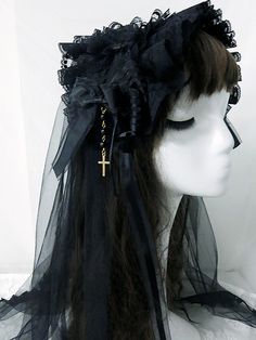 Hairband Width: 17cm.  Bowknot Size: 12*13cm.  Veil Length: 65cm.  Attention: This price includes a hairband, a veil only, others are not included. Adjustable Headband For Church, Veil Length, Veil Accessories, Headband Black, Women's Headwear, Black Veil, Vintage Elegant, Accessories Phone, Gothic Lolita