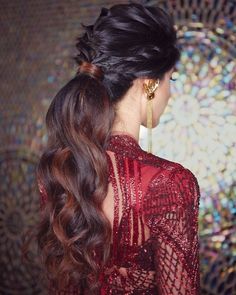 Reception Hairstyles, Hairstyles For Gowns, Hair Style On Saree, Stylish Ponytail, Pony Hairstyles, Engagement Hairstyles, Bridal Hairdo, Traditional Hairstyle, Groom Photography