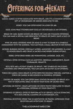 the back cover of offerings for hekate, which is written in black and orange