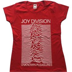 Officially Licensed JOY DIVISION T-Shirt - Perfect for Post-Punk AficionadosElevate your wardrobe with the officially licensed JOY DIVISION T-Shirt, the ultimate addition for any true music fan. This premium apparel is designed for enthusiasts of the post-punk scene and beyond, offering a stylish nod to one of the most influential bands in music history.Features and BenefitsOfficially Licensed: This t-shirt is 100% officially licensed merchandise, ensuring authenticity and quality.Premium Fabric Joy Division Unknown Pleasures, Rock Tops, Unknown Pleasures, Joy Division, Screen Printing Designs, Ladies T Shirt, Red T, Post Punk, All Music