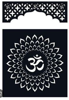 an image of a flower with the word om shan in white on black and blue background