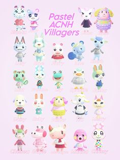 pastel acnh villagers are featured in this poster