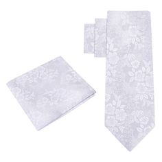 White Original Floral Necktie White Fitted Suit And Tie Accessories For Formal Occasions, Elegant White Suit And Tie Accessories For Party, Classic White Tie For Wedding, Elegant White Suit And Tie Accessories For Wedding, Classic White Wedding Tie, Elegant White Wedding Suit And Tie Accessories, Elegant Floral Print Accessories For Black Tie, Classic Formal Ties With Floral Print, White Business Ties With Pocket Square