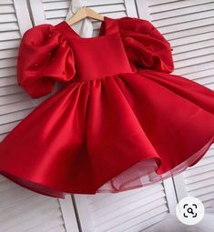 Satin Frocks For Kids, Red Baby Dress, Frocks For Kids, Girl Red Dress, Kids Frocks Design, Kids Dress Wear, Kids Dress Patterns