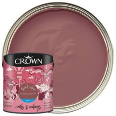 a pink paint can with the words crown on it and an image of a horse