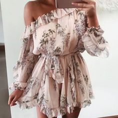 Floral Playsuit, Boho Jumpsuit, Wide Leg Romper, Dream Closets, Floral Print Chiffon, Ruffle Romper, Jumpsuit With Sleeves, High Fashion Street Style, Sleeved Romper