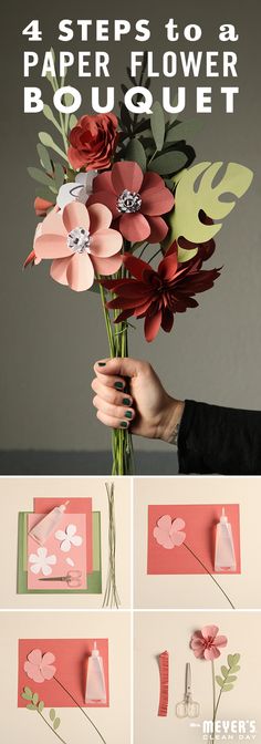 four steps to paper flower bouquet