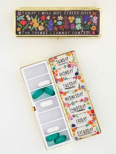 Daily Pill Box|Stress – Natural Life Cute Pill Box, Sewing Station, Weekly Pill Organizer, Pill Holder, Medicine Organization, Boho Shower Curtain, Wise Girl, Pill Organizer, Pill Case