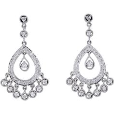 Dazzling 14K White Gold 1.75 Carat Weight Diamond Chandelier Earrings Classic Chandelier Earrings With Diamond Accents For Evening, Formal Sparkling Diamond Chandelier Earrings, Fine Jewelry Pear-shaped Chandelier Earrings For Formal Events, Dazzling Sparkling Chandelier Earrings For Formal Occasions, Sparkling Dazzling Chandelier Earrings For Formal Occasions, Exquisite Teardrop Chandelier Earrings With Diamond Accents, Elegant Hand-set Chandelier Drop Earrings, Dazzling Elegant Diamond Dangle Earrings, Classic White Gold Chandelier Earrings For Evening