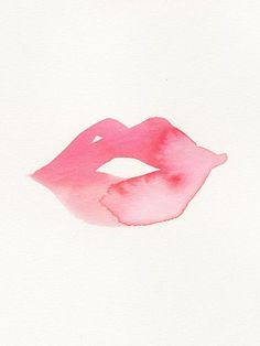 a watercolor painting of a pink lip