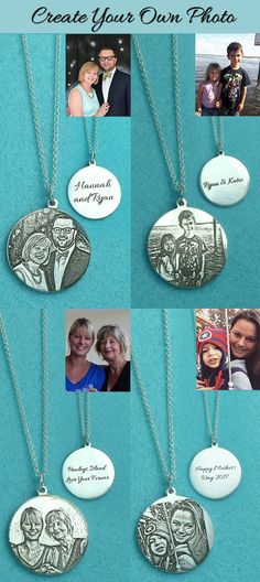 Photo necklace-the key to happiness.Happy moment always stay in our mind ,engrave memerial photo on this special jewelry ,Circle ,Oval,Star,Heart shape for your option.Which one is your favorite from getnamenecklace Engraved Pendant, Key To Happiness, Photo Necklace, Photo Charms, Photo Pendant, Photo Engraving, Great Gifts For Mom, Tin Gifts, Feel Safe