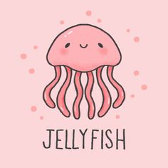 a pink jellyfish with the words jelly fish on it