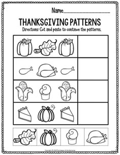 thanksgiving themed worksheet for kids to practice their handwriting and number recognition skills with pictures