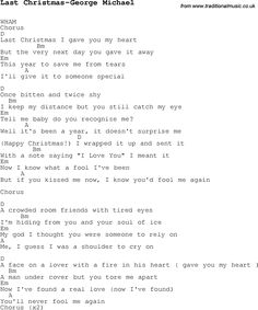 the last christmas - george kachai song in black and white, with words written on it