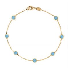 Semi-Precious Turquoise Circles adorn a minimal 14K Yellow Gold chain. The perfect gift for September birthdays 14K Solid Gold Turquoise Gemstones Chain Thickness 1mm Circle Accents 4.6mm Chain Length: 6-6.75in(15-17cm), 6.75-7.5in(17-19cm) Hypoallergenic, lead and nickel free #BS076 Elegant Turquoise Birthstone Bracelets, Elegant Blue Bracelets With Delicate Chain, Elegant Blue Bracelet With Delicate Chain, Blue 14k Gold Round Bracelets, Elegant Turquoise Bracelets With Adjustable Chain, Elegant Turquoise Bracelet With Adjustable Chain, Jewelry Gift Guide, Circle Bracelet, Moms Bracelet