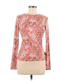 Gianfranco Ferre Long Sleeve T Shirt Size: Medium Tops - used. No Fabric Content | Gianfranco Ferre Long Sleeve T-Shirt: Pink Tops - Size Medium Vintage All-over Print Top For Spring, Fitted Floral Print T-shirt With Crew Neck, Pink Long Sleeve Top With All Over Print, Fitted Pink T-shirt With Floral Print, Gianfranco Ferre, Pink Long Sleeve, Pink Tops, Long Sleeve T Shirt, Long Sleeve Tops