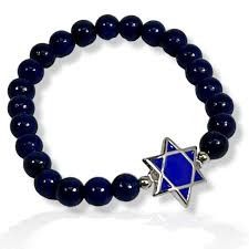 Blue Enamel Star Of David Beaded Bracelet Jewish Star, Elastic Bracelet, Blue Beads, Beaded Bracelet, Beaded Bracelets, Elastic, Bracelet