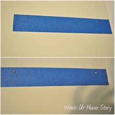 two pictures of blue tape with holes in them