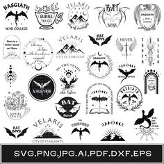 various logos and emblems are shown in this graphic art file, which includes an image of