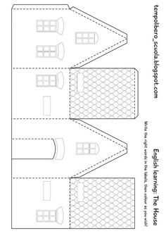 the paper doll house is cut out and ready to be sewn on it's side